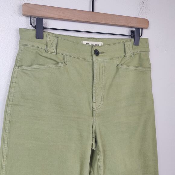 Madewell The Petite Emmett 2.0 Wide-Leg Pants Womens 26P‎ Garment-Dyed Green - Picture 2 of 9